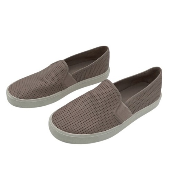 Vince Shoes - Vince Blair Taupe Perforated Leather Slip-On Sneakers Women's Size 5